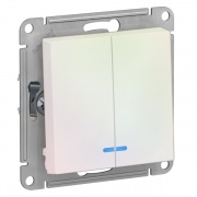 Двухклавишный выключатель с подсветкой 10А SE AtlasDesign, жемчуг