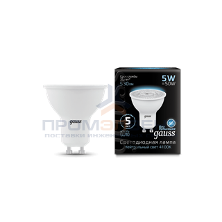 Лампа Gauss MR16 5W 530lm 4100K GU10 LED 1/10/100