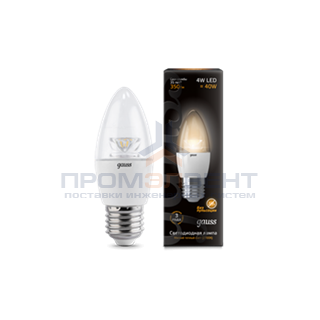 Лампа Gauss LED Candle Crystal Clear E27 4W 2700К 1/10/50