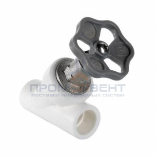 Кран вентильный косой VALTEC VTp.714 - 20 (для полипропиленовых труб под пайку, цвет белый)