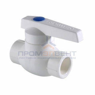Кран шаровой VALTEC VTp.743 - 40 (c латунной гильзой, для полипропиленовых труб под пайку, белый)