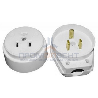 Розетка с вилкой для электроплиты РШ/ВШ-32 32А 220В накладная белая