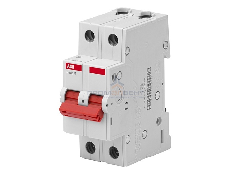 Выключатель нагрузки ABB Basic M 2P 16A (рубильник модульный) BMD51216