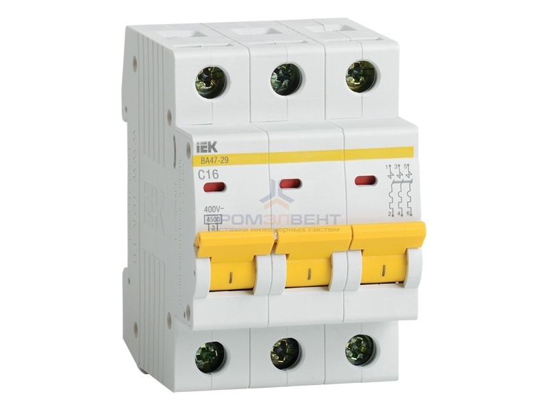Автоматический выключатель ВА47-29 3Р  3А 4,5кА характеристика С ИЭК (автомат)