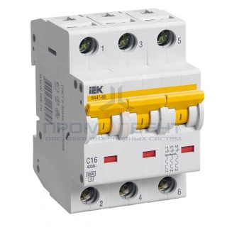 Автоматический выключатель ВА 47-60 3Р 63А 6 кА характеристика С ИЭК (автомат)