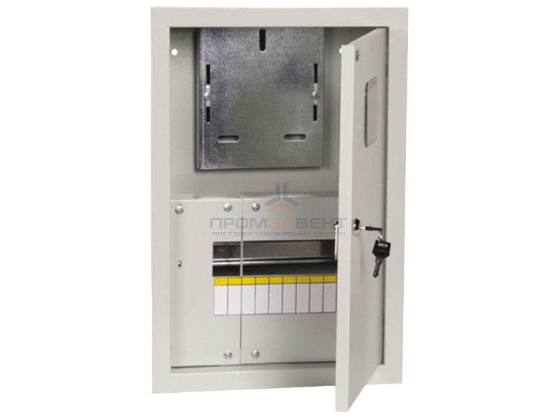 Щит металлический ЩУРв-1/9зо-1 36 УХЛ3 IP30 на 1-фазный счетчик и 9 модулей встраиваемый ИЭК