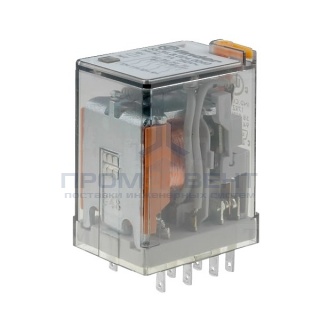 Миниатюрное реле Finder 4 контакта 7A AC (50/60Гц) 24В AgNi кнопка тест с блокировкой, индикатор