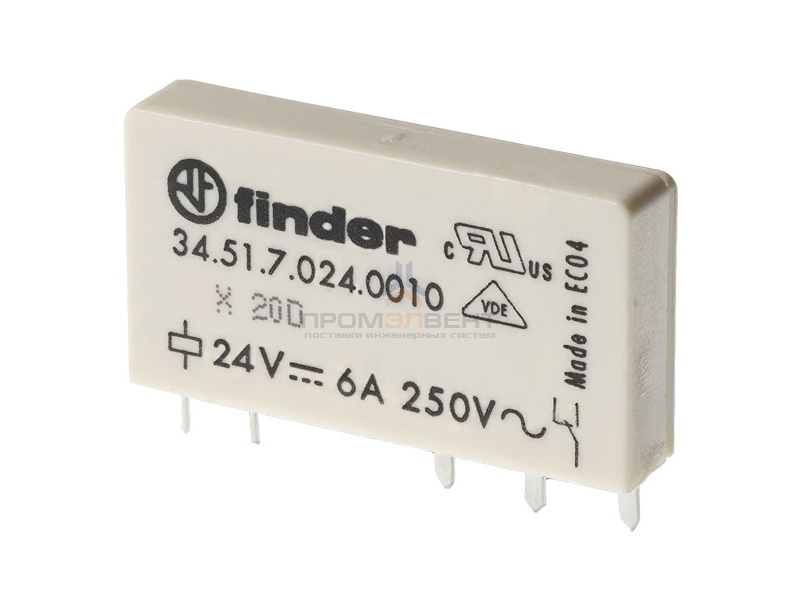 Ультратонкое реле для печатного монтажа Finder 1 контакт, 6A чувствительная DC 24В AgNi